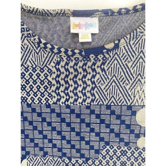 LuLaRoe Irma Tunic Top Blue Beige Geometric XXS‎ - Picture 3 of 5